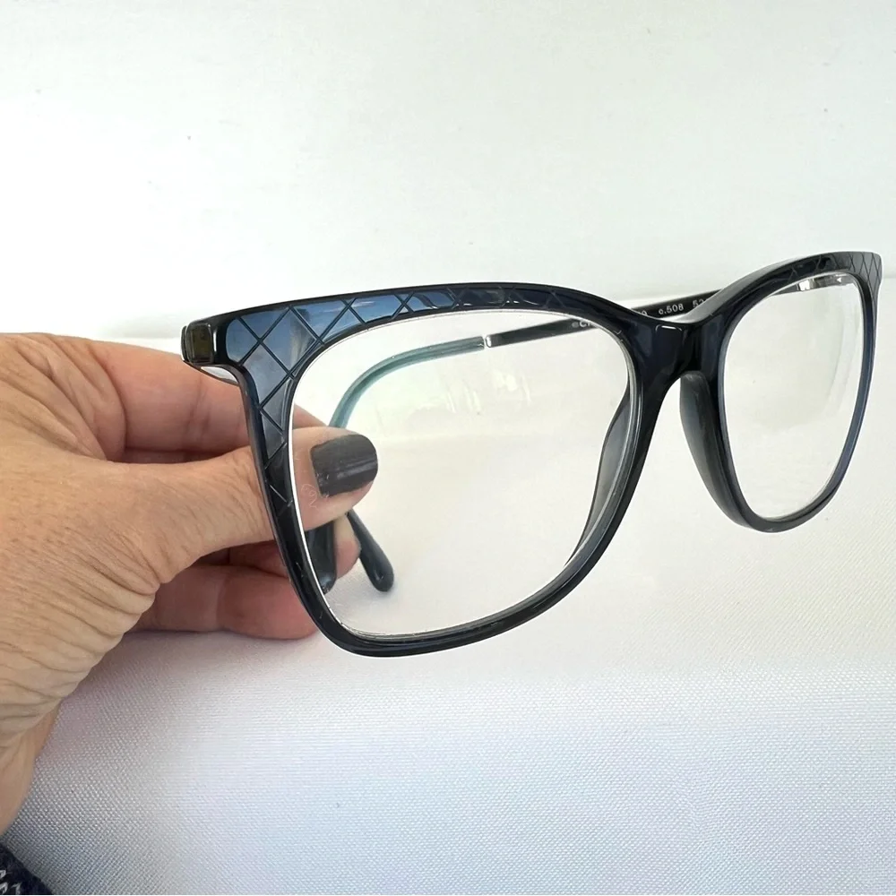 CHANEL 3379 c.508 Cats Eye Frames Dark Blue Transparent Prescription Eyeglasses